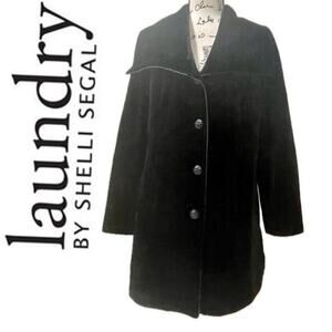 LAUNDRY BY SHELLI SEGAL COAT  VELVET BLACK SZ LARGE SOPHISTICATED LUXURY CORE